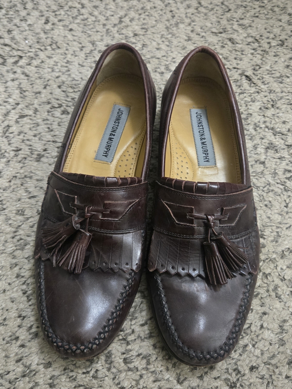 Johnston & Murphy Dark Brown Leather Tassel Kiltie Loafers